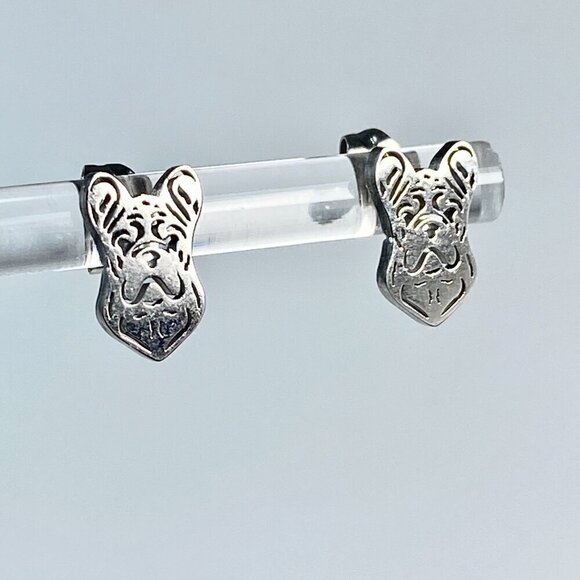 Tiny French Boxer Stud Earrings Stainless Steel - Picture 7 of 7